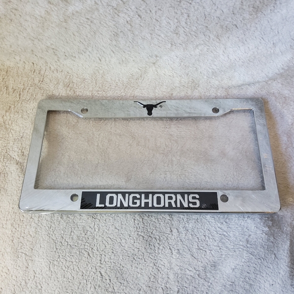 University of Texas Longhorns College Sports License Plastic Frame Chrome Black - Picture 1 of 7